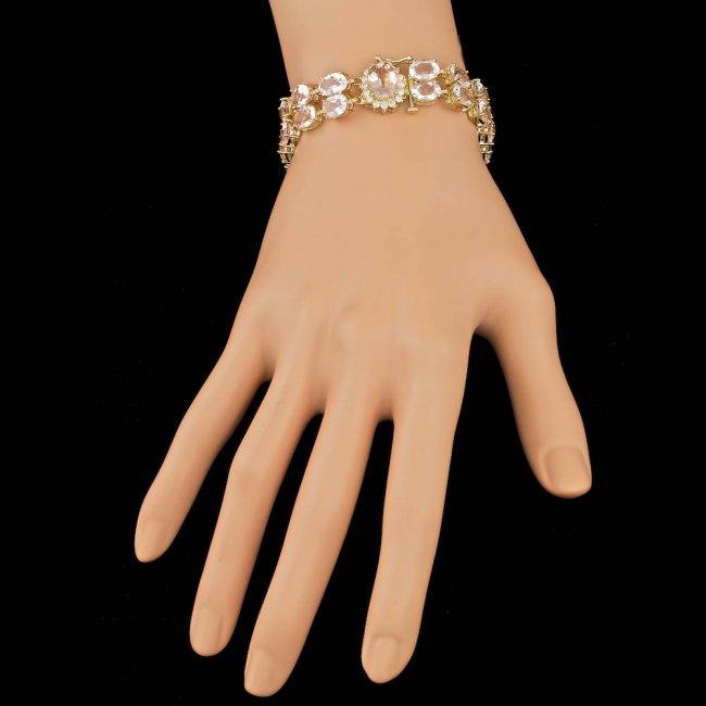 14k Gold 41.5ct Morganite 0.60ct Diamond Bracelet