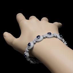 14K White Gold,23.00cts Sapphire & 14.89cts Diamond Bracelet