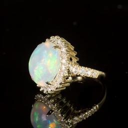 14K Gold 7.02ct Opal 1.11ct Diamond Ring