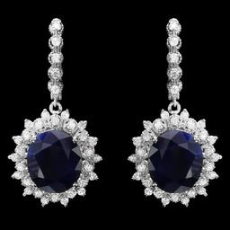 14k Gold 17ct Sapphire 1.80ct Diamond Earrings