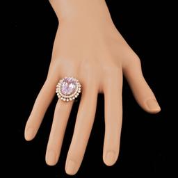 14k Rose Gold 13.50ct Kunzite 1.85ct Diamond Ring