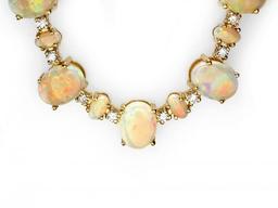 14k Yellow Gold 32ct Opal 2.25ct Diamond Necklace