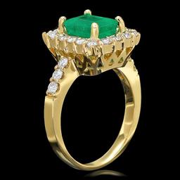 14k Gold 1.90ct Emerald 1.00ct Diamond Ring