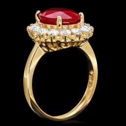 14k Yellow Gold 4.70ct Ruby 1.20ct Diamond Ring