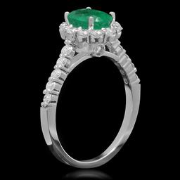 14K Gold 1.21ct Emerald 0.72ct Diamond Ring