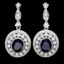 14k Gold 6ct Sapphire 2.55ct Diamond Earrings