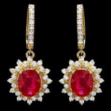 14k Gold 6.5ct Ruby 2.00ct Diamond Earrings