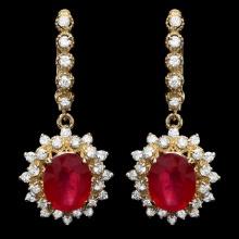 14k Gold 8.00ct Ruby 1.60ct Diamond Earrings