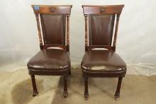 Pair of Leather Covered Chairs