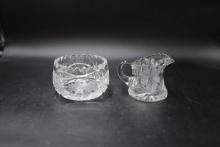 Cut Glass Bowl And Creamer