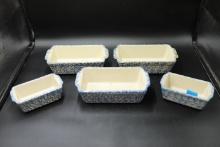 5 Hen Pottery Baking Dishes