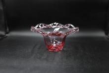 Cranberry Glass Reticulated Bowl