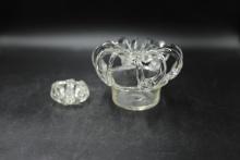 2 Glass Flower Frog Vases