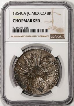 1864CA JC Mexico 8 Reales Silver Coin NGC Chopmarked