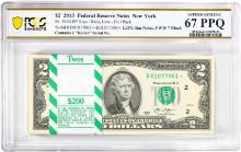 Pack of 2013 $2 Federal Reserve STAR Notes NY Fr.1940-B* PCGS Superb Gem UNC 67PPQ