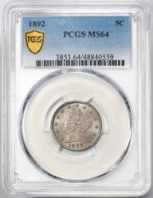 1892 Liberty V Nickel Coin PCGS MS64