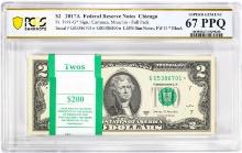 Pack 2017A $2 Federal Reserve STAR Notes Chicago Fr.1941-G* PCGS Superb Gem UNC 67PPQ