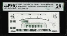 Circa 1970's Lincoln Memorial Giori Test Note PMG Choice About Uncirculated 58EPQ