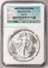 1986 $1 American Silver Eagle Coin NGC MS69 First Year of Issue