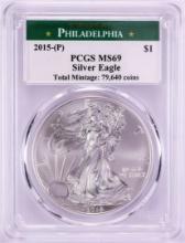 2015-(P) $1 American Silver Eagle Coin PCGS MS69 Struck at Philadelphia