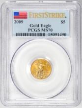 2009 $5 American Gold Eagle Coin PCGS MS70 First Strike