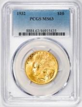 1932 $10 Indian Head Eagle Gold Coin PCGS MS63