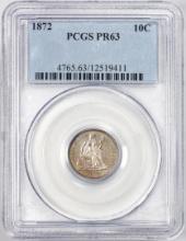 1872 Proof Seated Liberty Dime Coin PCGS PR63