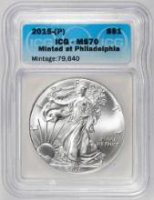 2015-(P) $1 American Silver Dollar Coin ICG MS70 Philadelphia