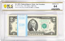 Pack of 1976 $2 Federal Reserve Notes San Francisco Fr.1935-L PCGS Choice UNC 64