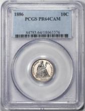 1886 Proof Seated Liberty Dime Coin PCGS PR64CAM