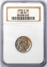 1938-D Buffalo Nickel Coin NGC MS67 Amazing Toning