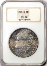 1878-S $1 Morgan Silver Dollar Coin NGC MS64 Great Toning Old Fatty Holder