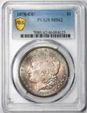 1878-CC $1 Morgan Silver Dollar Coin PCGS MS62 Amazing Toning