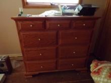 Oak Colored 9 Drawer Dresser 54'' X 20'' X 48'' and Oak Colored 5 Drawer Dr