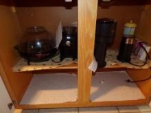 Group of Items In Lower Cabinet By Bathroom - West Bend Popcorn Popper, Kru