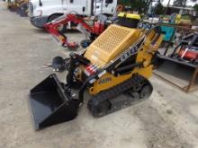 New AGT CRT23 Mini Skid Steer Loader with 32'' Bucket, Gas Engine, Yellow