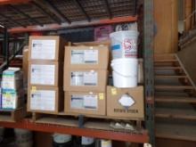 Pallet Of Assorted Chemicals On Pallet Racking, Bottom Shelf, Mannington V-