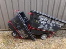 (2) Black Rubbermaid Commercial Material Tipper Carts, Bigger One is Rough