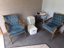 (2) Blue Upholstered Arm Chairs (Office)