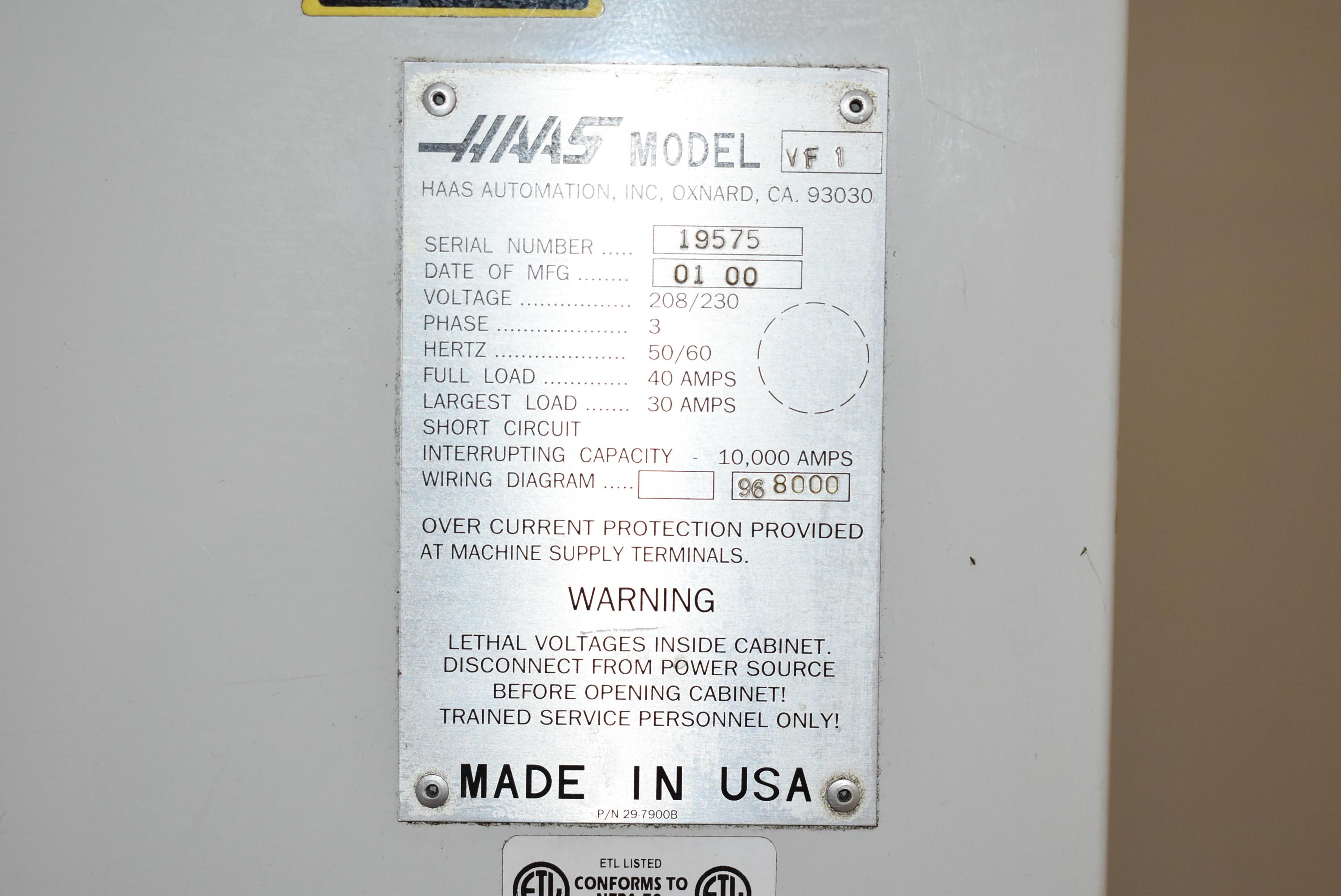 (2000) HAAS CNC VERTICAL MACHINING CENTER,