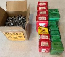 Reloading bullets including large .45,155,SWC,.452 and 8 full boxes of 25cal, .257, .22 .25 cal