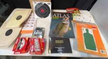Iowa sportsman Atlas, books, fishing lines, targets