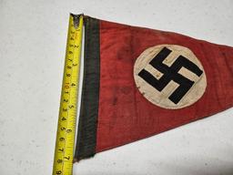 Original Nazi Party Swastika Emblem Cloth Pennant