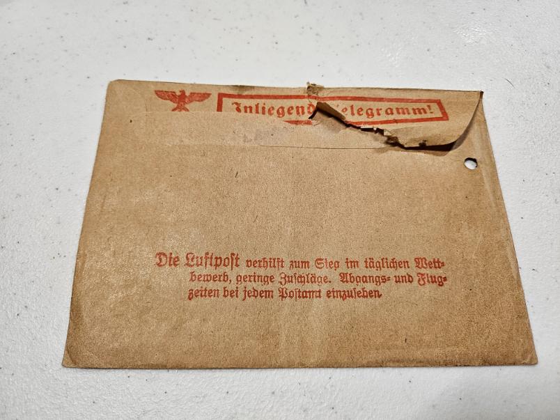 Authentic Nazi Germany Telegram Deutsche Reichspost