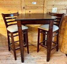 Pub Height Table and Pair Cushion Seat Chairs