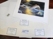 1990s Signed Three Numbered "oregon Trout" Stamp Prints