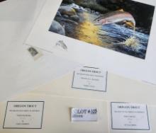 1990s Signed Three Numbered "oregon Trout" Stamp Prints