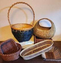 Collection Of Woven Baskets, Multiple Styles