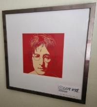1994 Framed Off-set Litho Print Andy Warhol "john Lennon" Red Wall Art