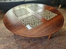 Glass Square Mosaic Inlay Large Round Coffee Table